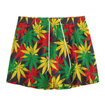 Classic Hemp Leaves Reggae Pattern Print Mesh Shorts