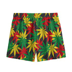 Classic Hemp Leaves Reggae Pattern Print Mesh Shorts
