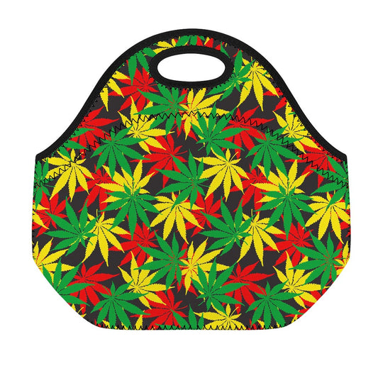 Classic Hemp Leaves Reggae Pattern Print Neoprene Lunch Bag