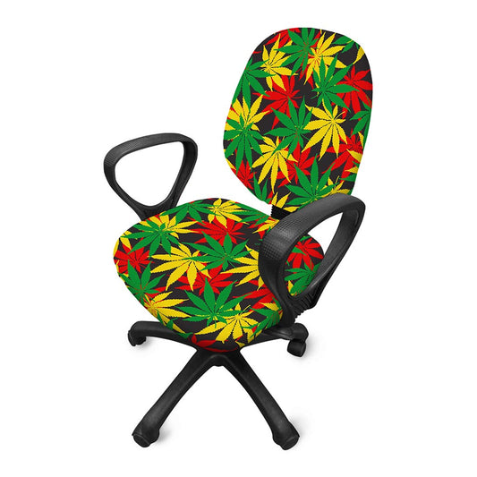 Classic Hemp Leaves Reggae Pattern Print Office Chair Cover