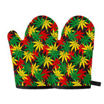 Classic Hemp Leaves Reggae Pattern Print Oven Mitts