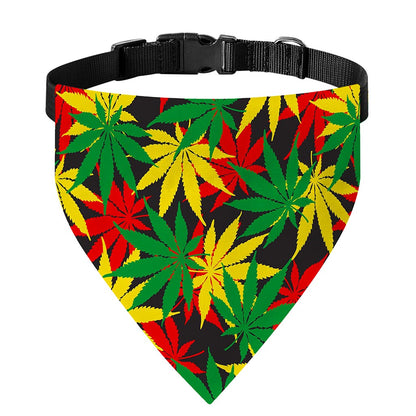 Classic Hemp Leaves Reggae Pattern Print Over The Collar Dog Bandana