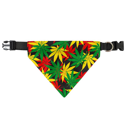 Classic Hemp Leaves Reggae Pattern Print Over The Collar Dog Bandana