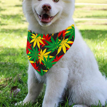 Classic Hemp Leaves Reggae Pattern Print Over The Collar Dog Bandana