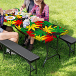 Classic Hemp Leaves Reggae Pattern Print Picnic Table Cover
