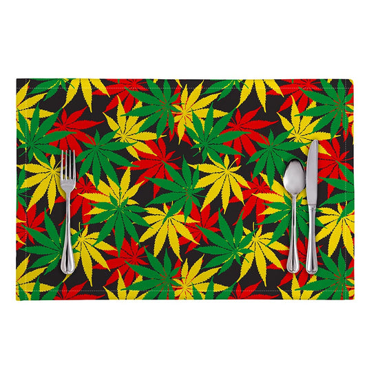 Classic Hemp Leaves Reggae Pattern Print Placemat