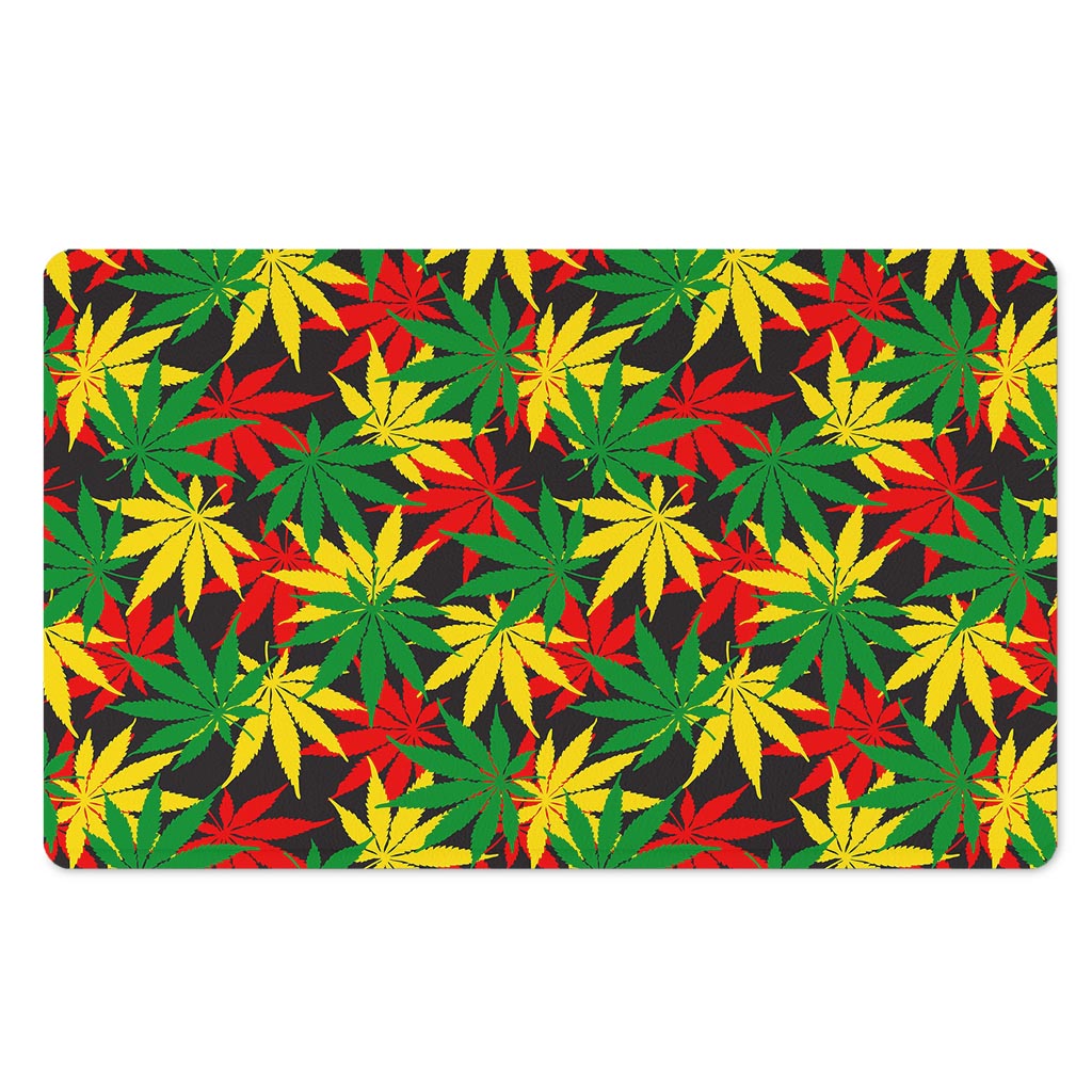 Classic Hemp Leaves Reggae Pattern Print Polyester Doormat