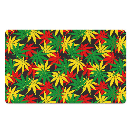 Classic Hemp Leaves Reggae Pattern Print Polyester Doormat