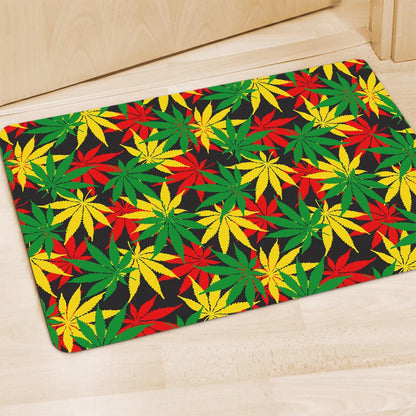 Classic Hemp Leaves Reggae Pattern Print Polyester Doormat