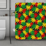 Classic Hemp Leaves Reggae Pattern Print Polyester Shower Curtain