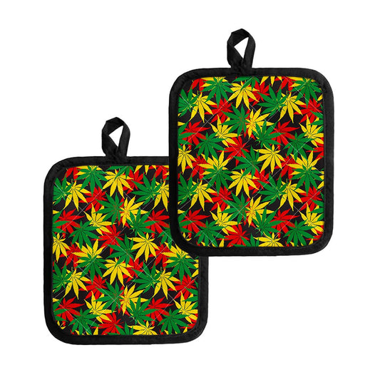 Classic Hemp Leaves Reggae Pattern Print Pot Holders