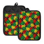 Classic Hemp Leaves Reggae Pattern Print Pot Holders With Pocket