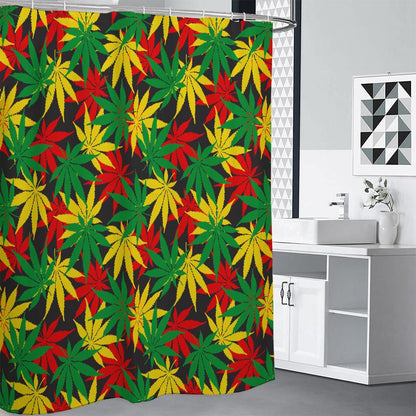 Classic Hemp Leaves Reggae Pattern Print Premium Shower Curtain