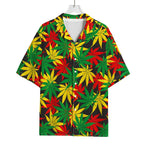 Classic Hemp Leaves Reggae Pattern Print Rayon Hawaiian Shirt