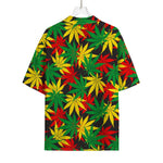 Classic Hemp Leaves Reggae Pattern Print Rayon Hawaiian Shirt
