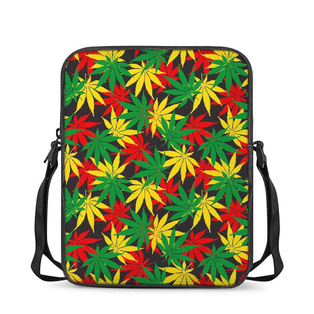 Classic Hemp Leaves Reggae Pattern Print Rectangular Crossbody Bag