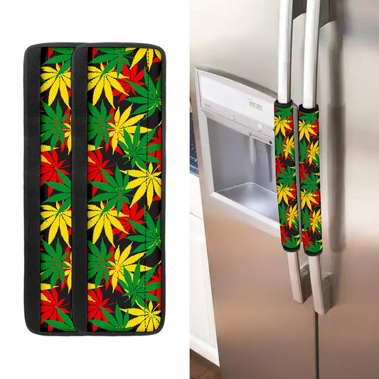 Classic Hemp Leaves Reggae Pattern Print Refrigerator Handle Covers