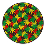 Classic Hemp Leaves Reggae Pattern Print Round Floor Mat