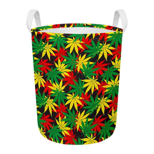 Classic Hemp Leaves Reggae Pattern Print Round Laundry Basket