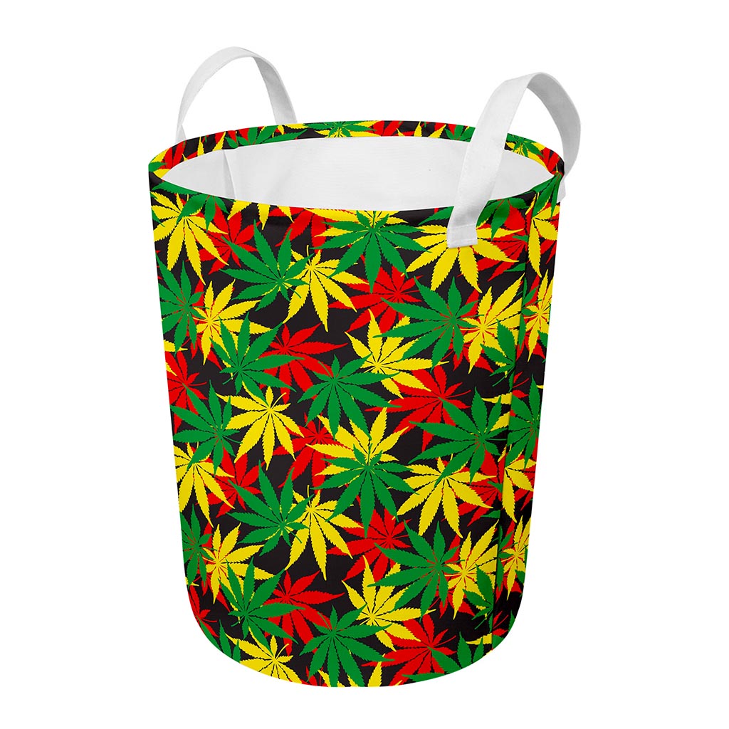 Classic Hemp Leaves Reggae Pattern Print Round Laundry Basket