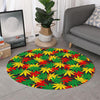 Classic Hemp Leaves Reggae Pattern Print Round Rug