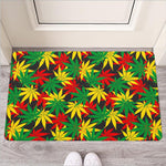 Classic Hemp Leaves Reggae Pattern Print Rubber Doormat
