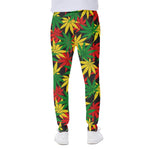 Classic Hemp Leaves Reggae Pattern Print Scuba Joggers