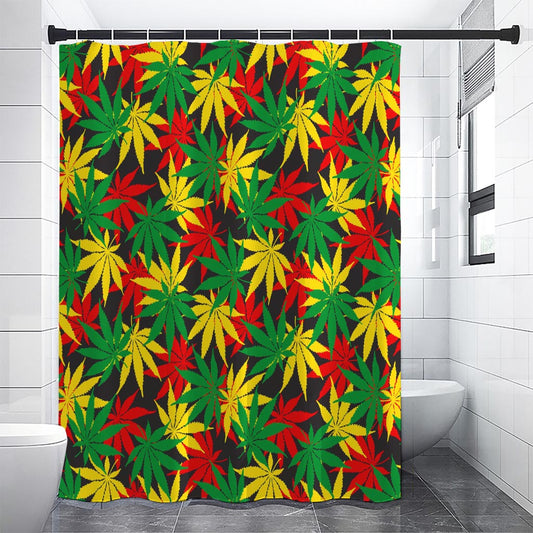 Classic Hemp Leaves Reggae Pattern Print Shower Curtain
