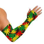 Classic Hemp Leaves Reggae Pattern Print Sun Protection Arm Sleeves