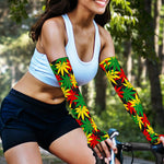 Classic Hemp Leaves Reggae Pattern Print Sun Protection Arm Sleeves