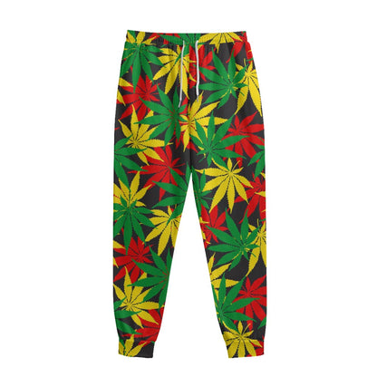 Classic Hemp Leaves Reggae Pattern Print Sweatpants
