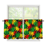Classic Hemp Leaves Reggae Pattern Print Tier Curtains