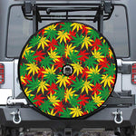 Classic Hemp Leaves Reggae Pattern Print Tire Cover With Camera Hole