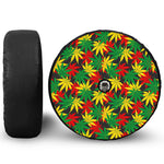 Classic Hemp Leaves Reggae Pattern Print Tire Cover With Camera Hole