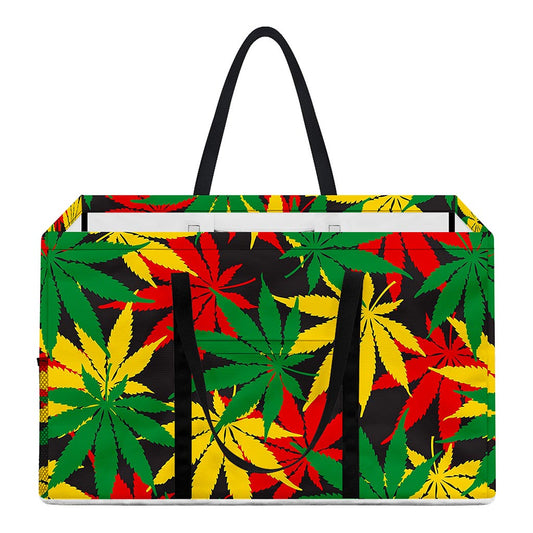 Classic Hemp Leaves Reggae Pattern Print Utility Tote Bag