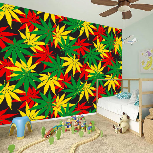 Classic Hemp Leaves Reggae Pattern Print Wall Sticker