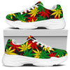 Classic Hemp Leaves Reggae Pattern Print White Chunky Shoes