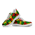 Classic Hemp Leaves Reggae Pattern Print White Running Shoes