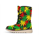 Classic Hemp Leaves Reggae Pattern Print Winter Boots