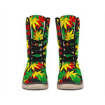 Classic Hemp Leaves Reggae Pattern Print Winter Boots