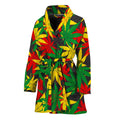 Classic Hemp Leaves Reggae Pattern Print Women's Bathrobe