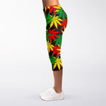 Classic Hemp Leaves Reggae Pattern Print Women's Capri Leggings