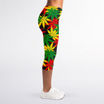 Classic Hemp Leaves Reggae Pattern Print Women's Capri Leggings