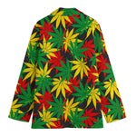 Classic Hemp Leaves Reggae Pattern Print Women's Cotton Blazer