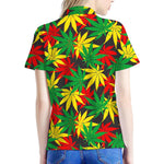 Classic Hemp Leaves Reggae Pattern Print Women's Polo Shirt