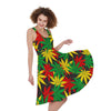 Classic Hemp Leaves Reggae Pattern Print Women's Sleeveless Dress