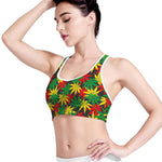 Classic Hemp Leaves Reggae Pattern Print Women's Sports Bra