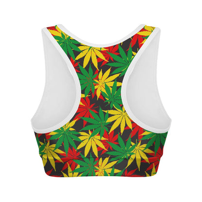 Classic Hemp Leaves Reggae Pattern Print Women's Sports Bra