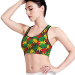 Classic Hemp Leaves Reggae Pattern Print Women's Sports Bra