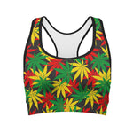 Classic Hemp Leaves Reggae Pattern Print Women's Sports Bra